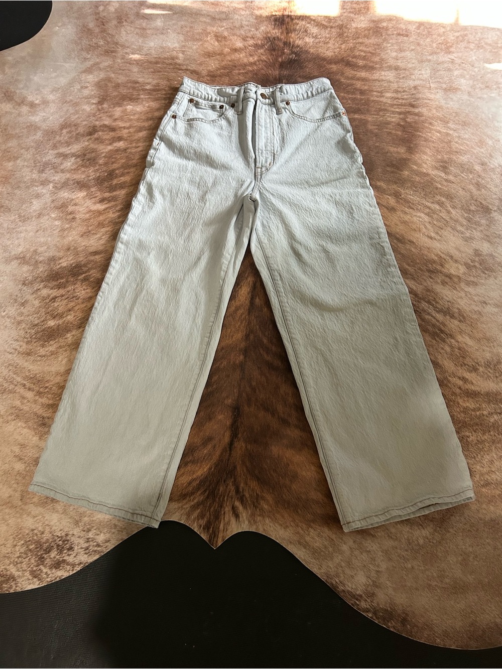 Madewell The Perfect Vintage Wide Leg Crop Jeans Light Wash Size 28 Quiet Luxury - Picture 2 of 9